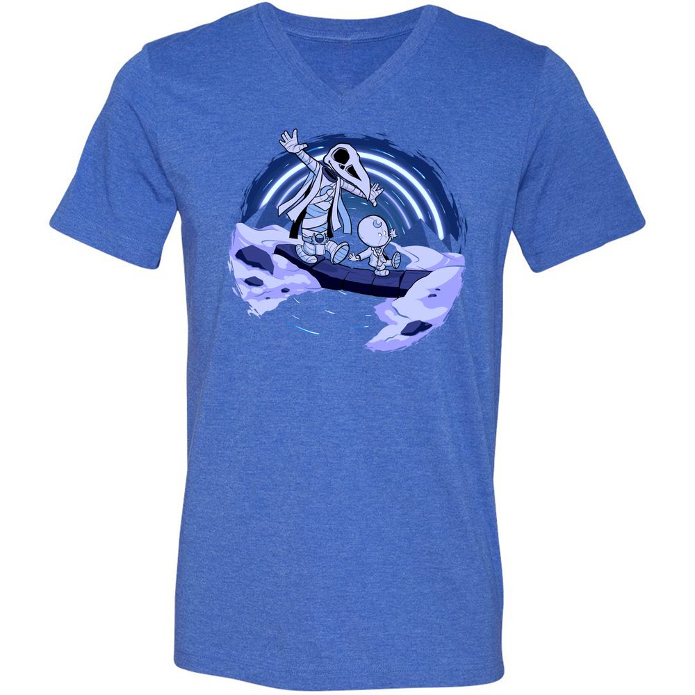 Unisex V-Neck T-Shirt - PRNJDBSZ - Heather True Royal - 14