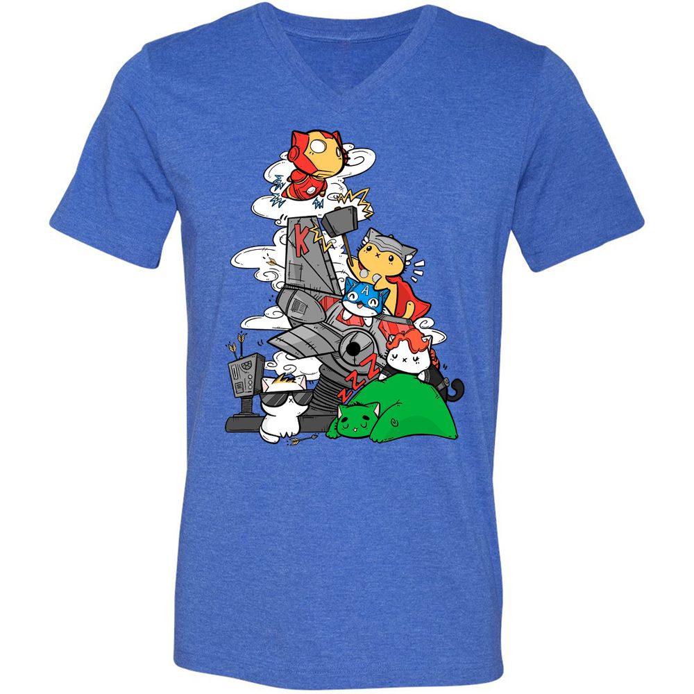 Unisex V-Neck T-Shirt - GMAU33EJ - Heather True Royal - 14