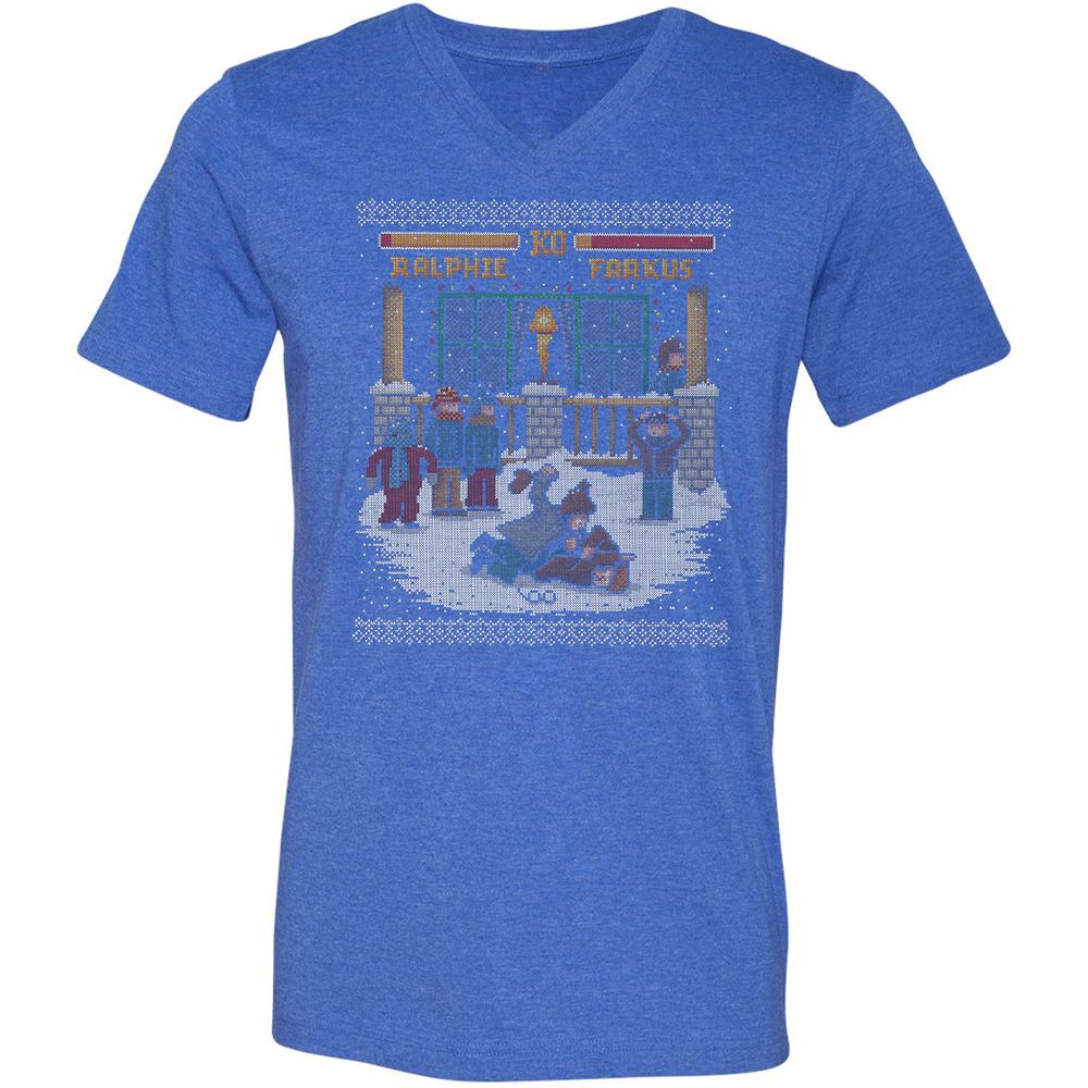 Unisex V-Neck T-Shirt - F73Y6UVA - Heather True Royal - 14