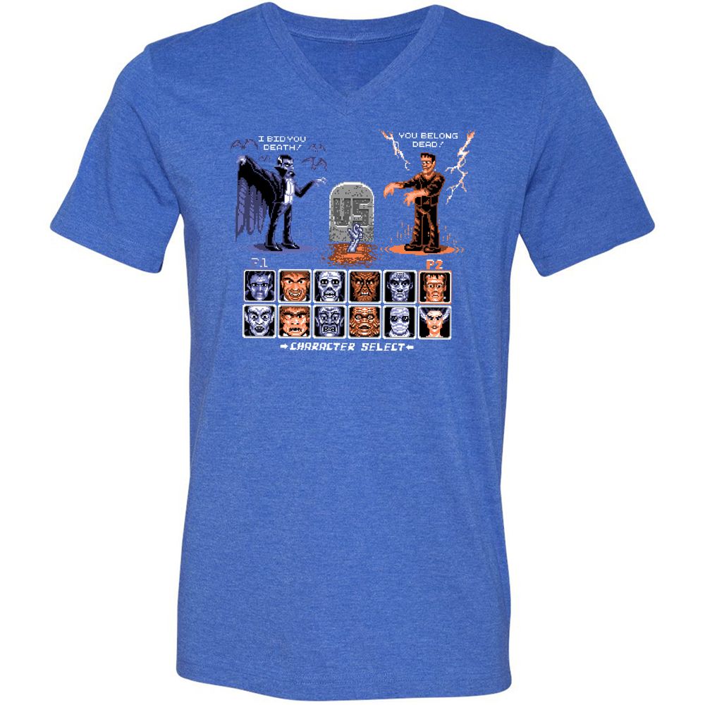 Unisex V-Neck T-Shirt - FLEU8HR2 - Heather True Royal - 14