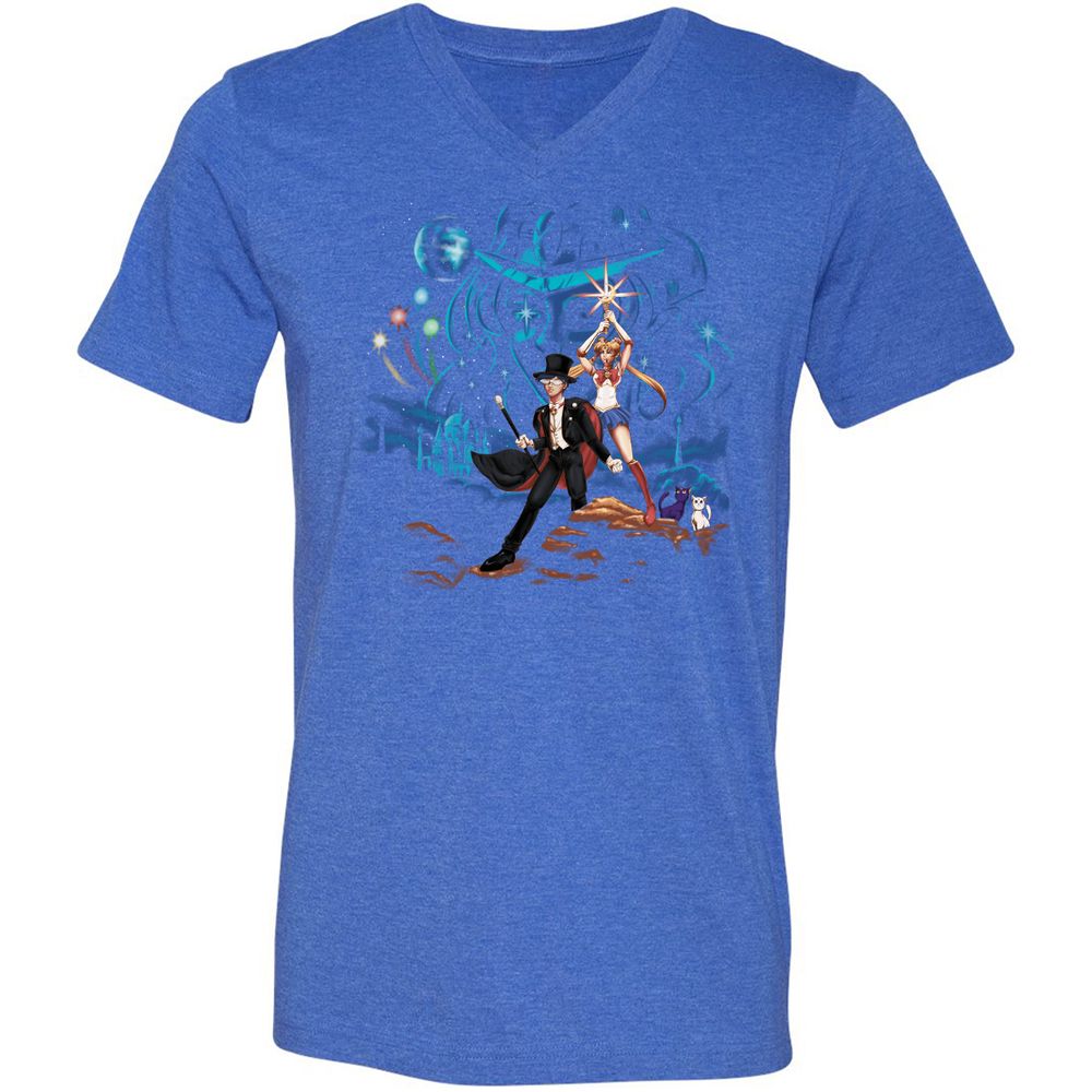 Unisex V-Neck T-Shirt - BMXNGF3E - Heather True Royal - 14