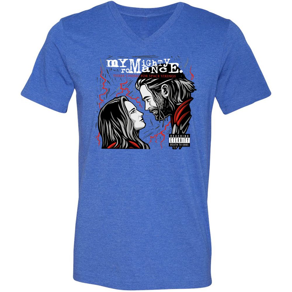 Unisex V-Neck T-Shirt - 6XA4SUT5 - Heather True Royal - 14