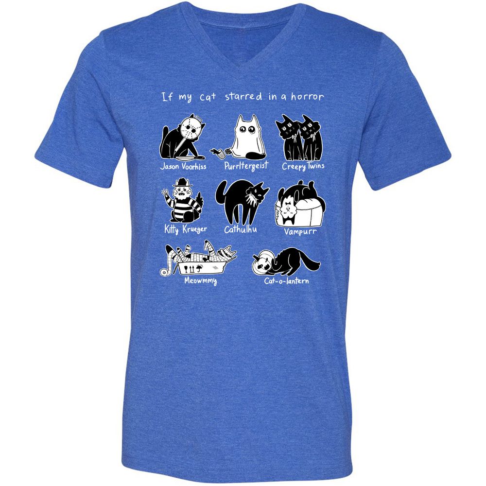 Unisex V-Neck T-Shirt - U3TK7NA8 - Heather True Royal - 14