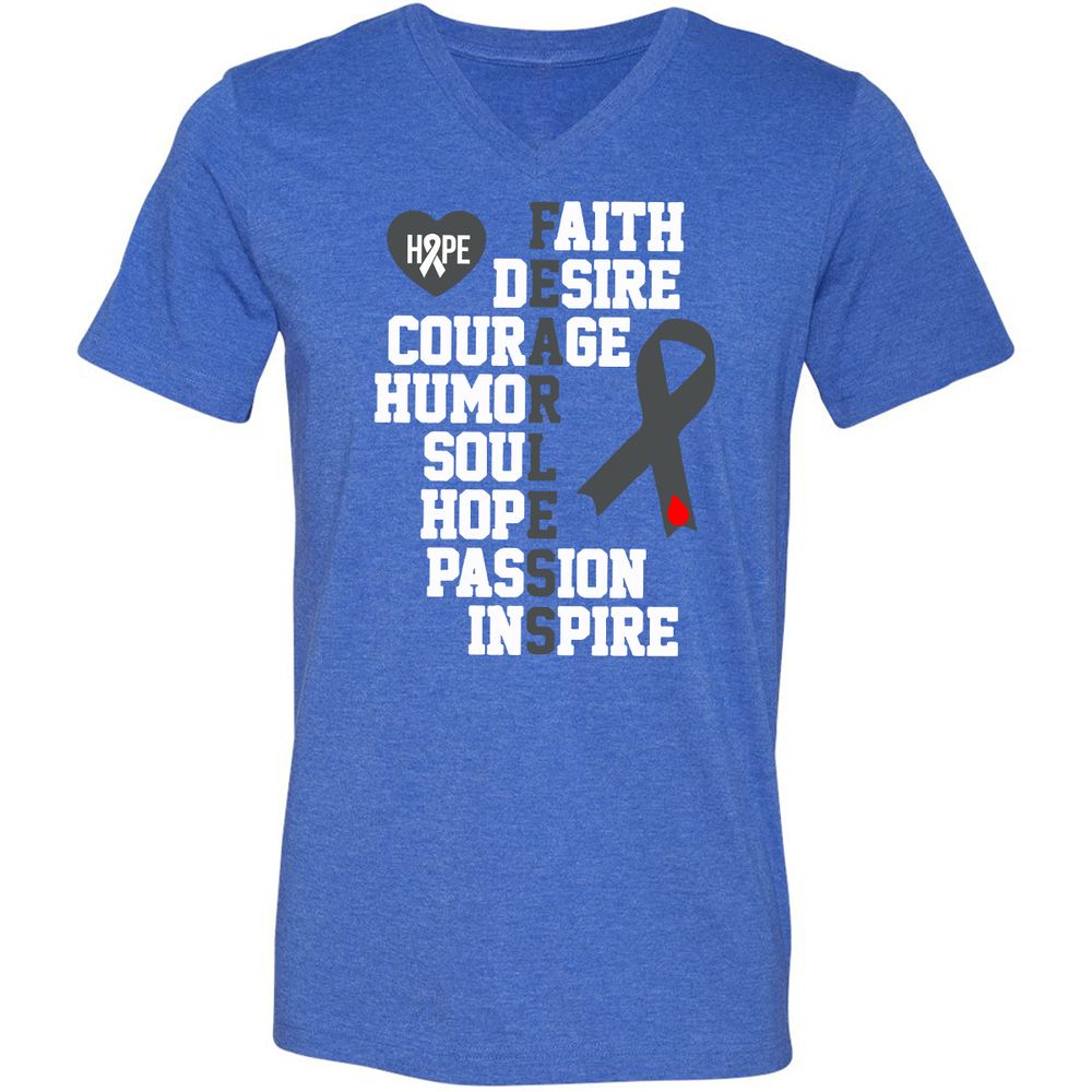 Unisex V-Neck T-Shirt - 6TN3R8AU - Heather True Royal - 14