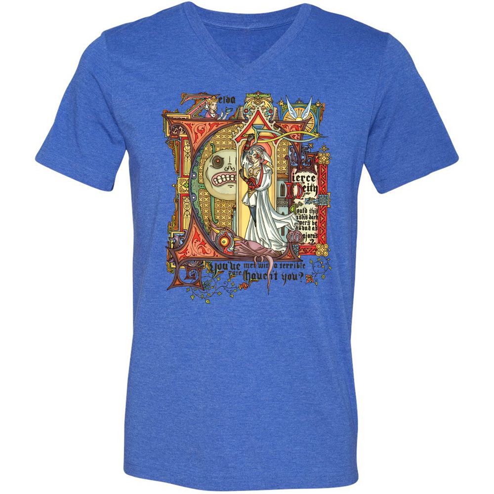 Unisex V-Neck T-Shirt - RXGYKFC4 - Heather True Royal - 14