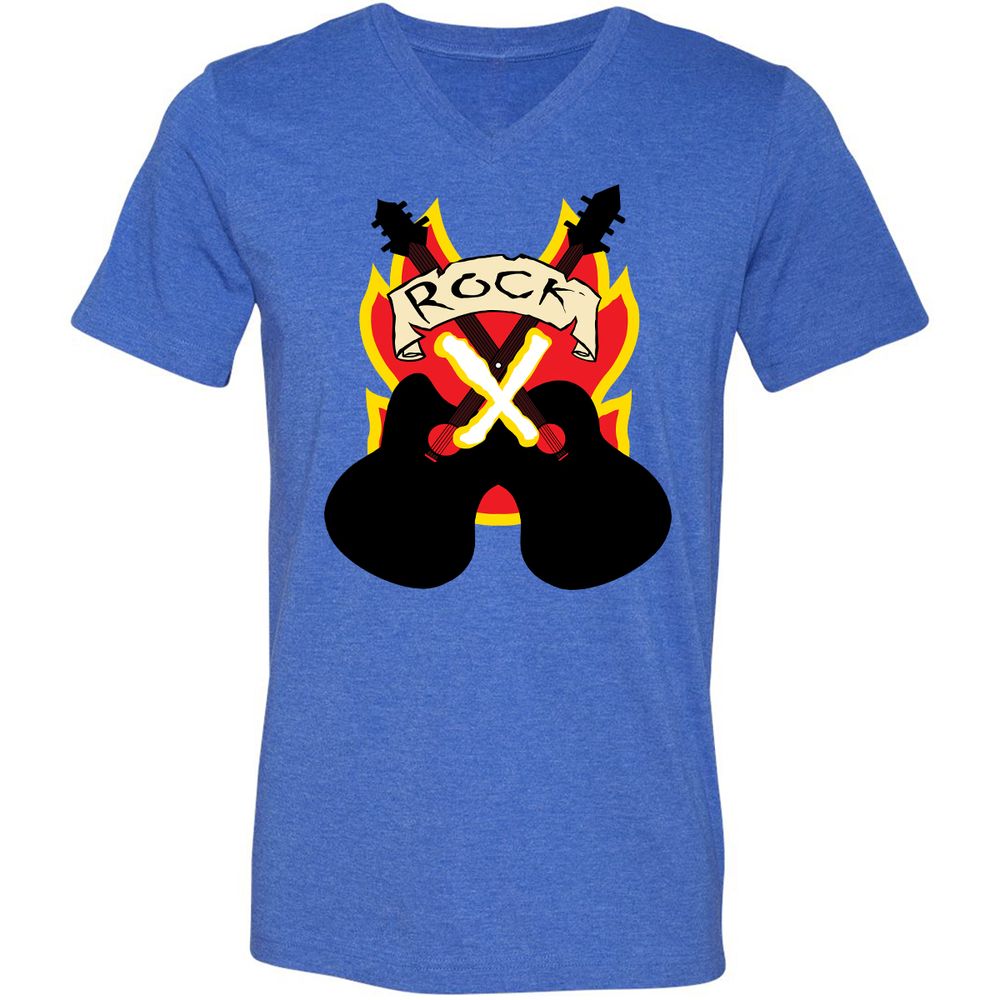 Unisex V-Neck T-Shirt - QAJMSDKZ - Heather True Royal - 14