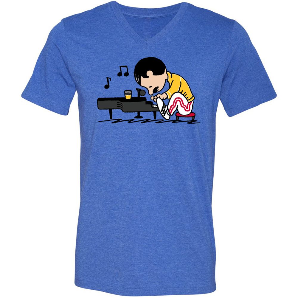 Unisex V-Neck T-Shirt - WY1QQUGC - Heather True Royal - 14