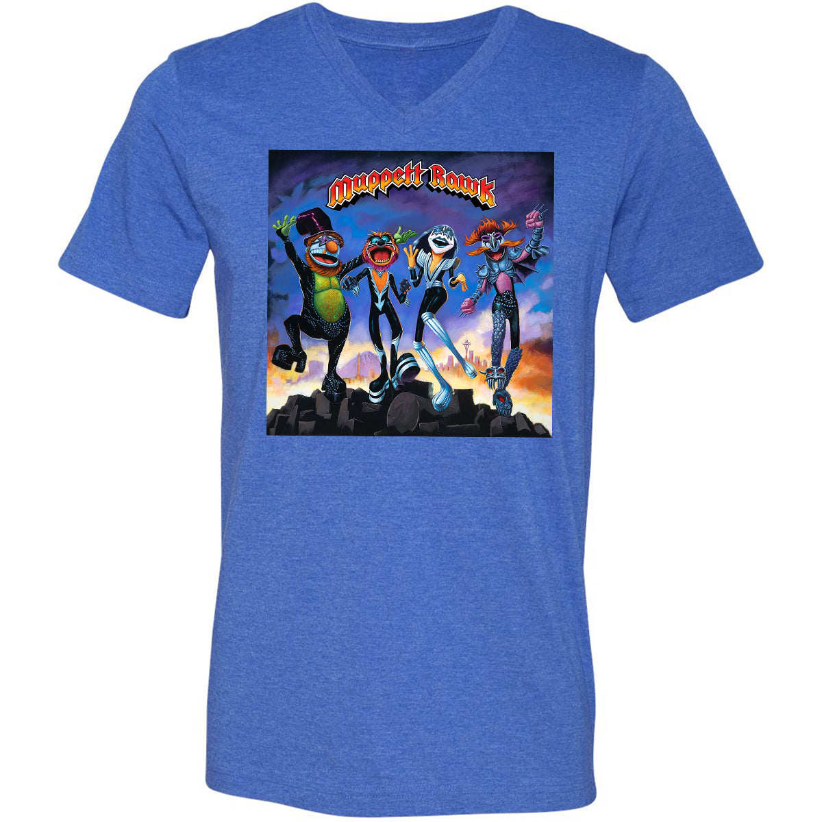 Unisex V-Neck T-Shirt - 69Q75Z5B - Heather True Royal - 14