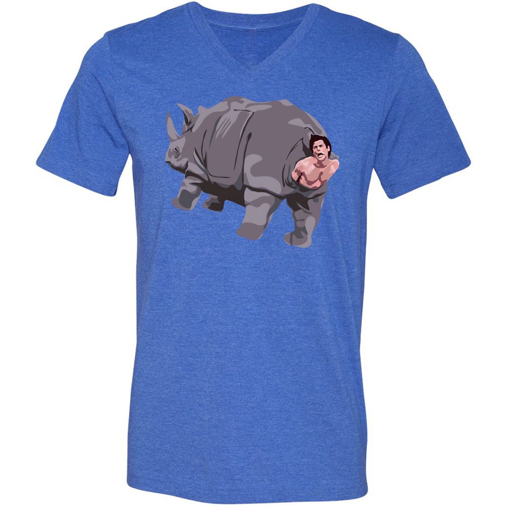 Unisex V-Neck T-Shirt - EJYH1SED - Heather True Royal - 14