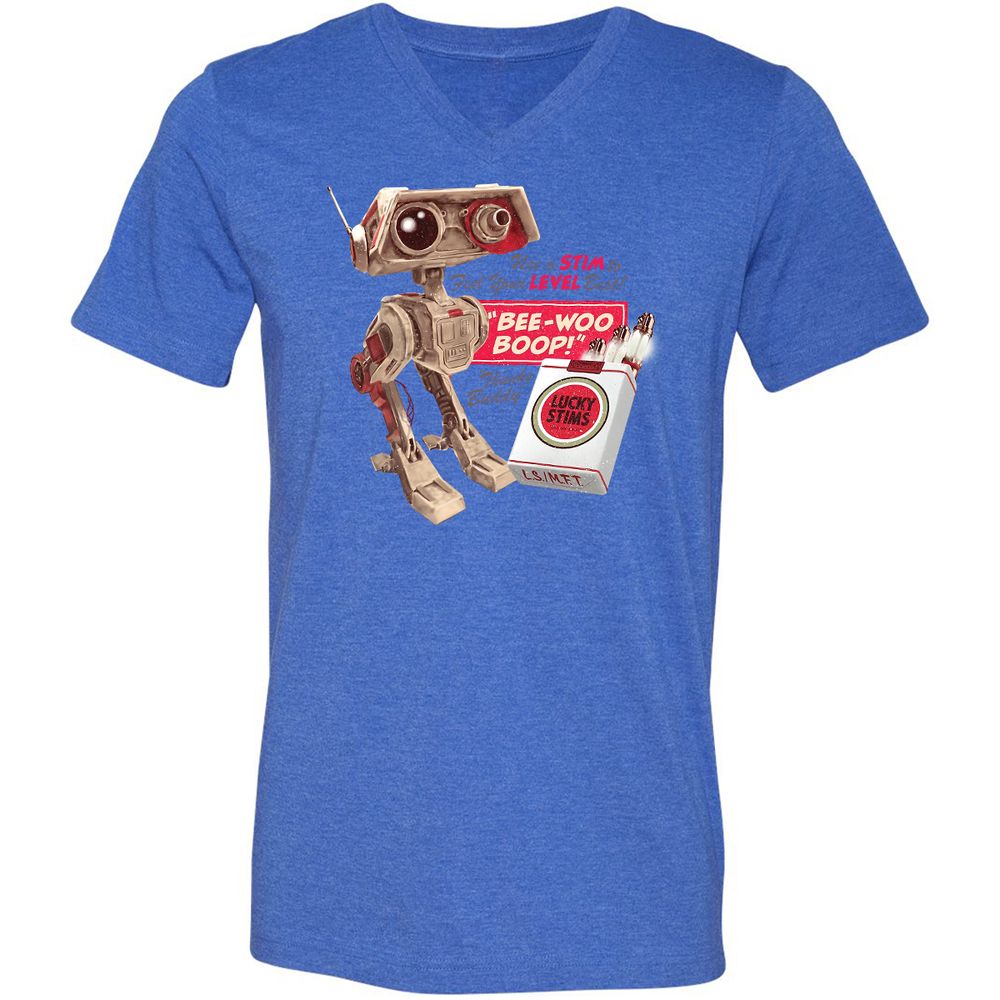 Unisex V-Neck T-Shirt - M7YJHNMC - Heather True Royal - 14