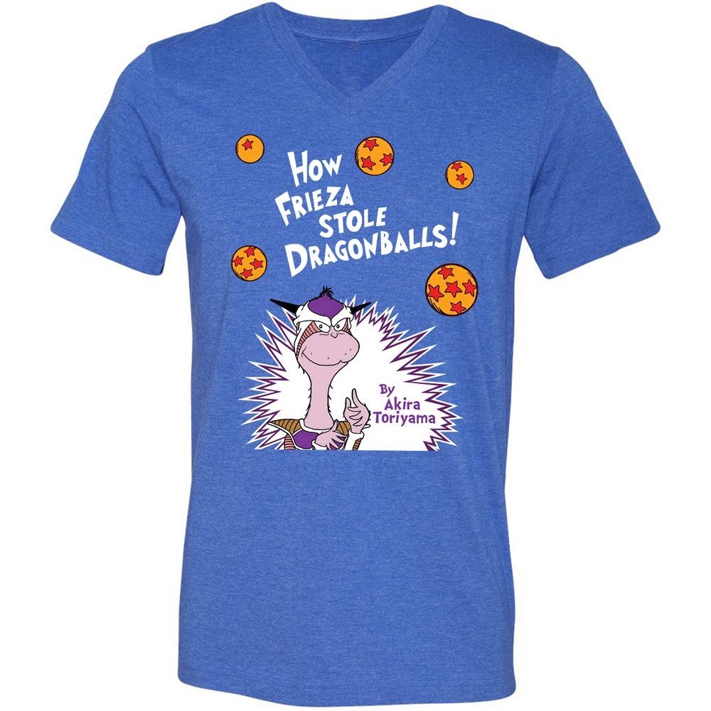 Unisex V-Neck T-Shirt - B6SPVZNU - Heather True Royal - 14