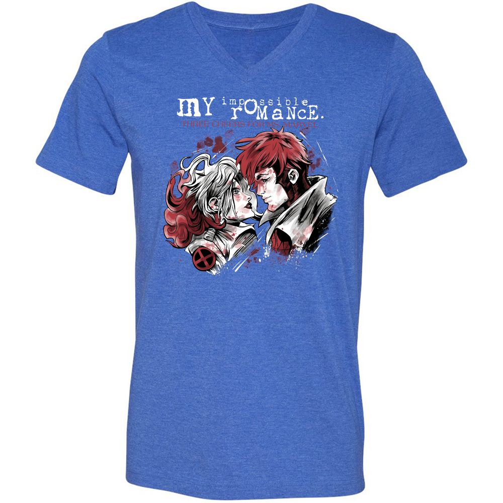 Unisex V-Neck T-Shirt - 8FUTW56Y - Heather True Royal - 14