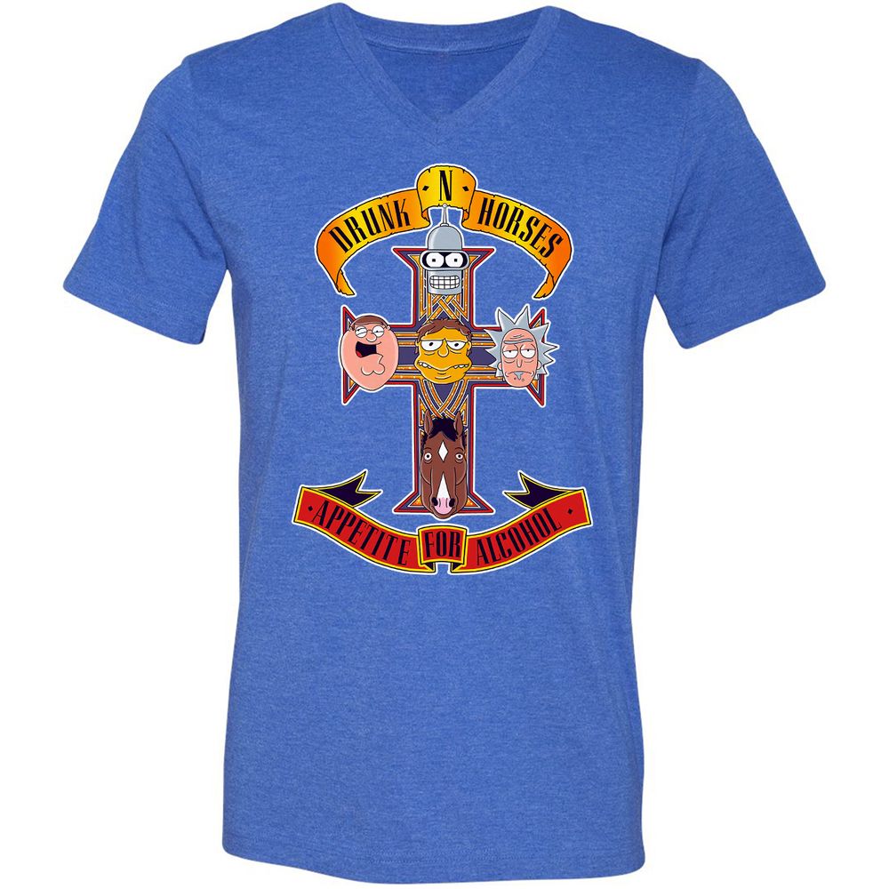 Unisex V-Neck T-Shirt - 48UHCCNW - Heather True Royal - 14