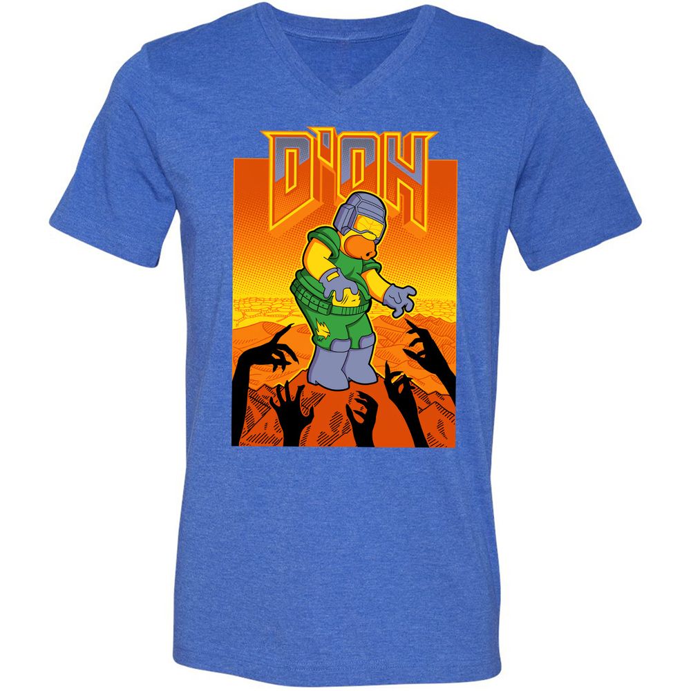 Unisex V-Neck T-Shirt - RQKPZATB - Heather True Royal - 14