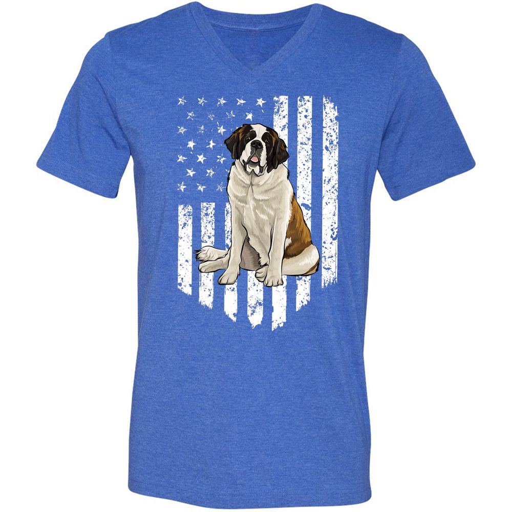Unisex V-Neck T-Shirt - JVWBP7RT - Heather True Royal - 14
