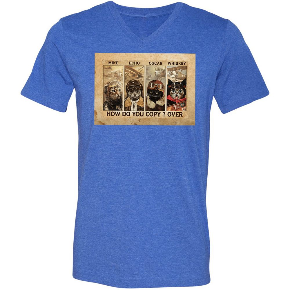 Unisex V-Neck T-Shirt - JG54EHYX - Heather True Royal - 14