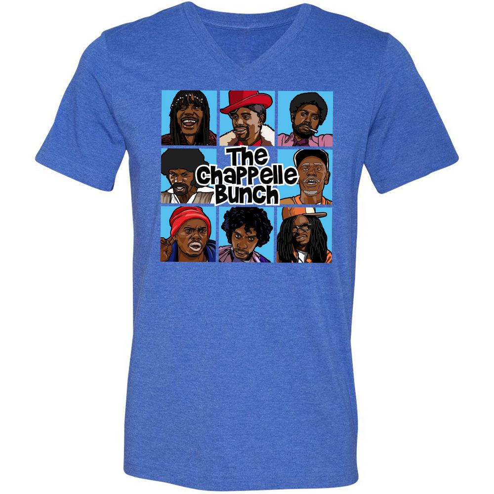 Unisex V-Neck T-Shirt - 6QZRCDC9 - Heather True Royal - 14