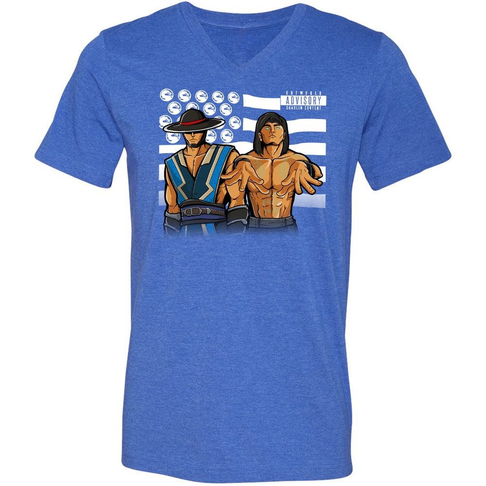 Unisex V-Neck T-Shirt - HZHQRXWW - Heather True Royal - 14