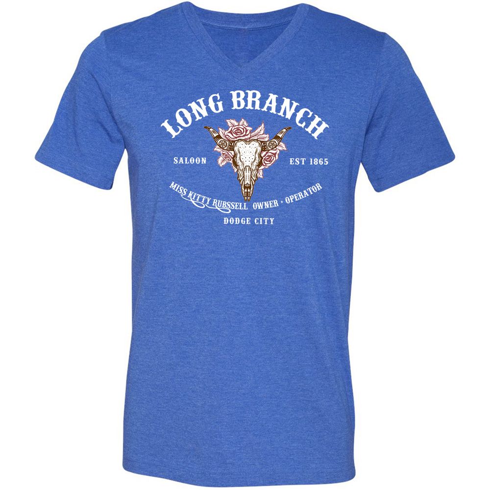 Unisex V-Neck T-Shirt - KRL1X7MH - Heather True Royal - 14