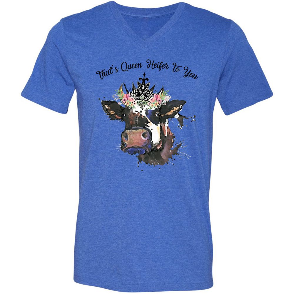 Unisex V-Neck T-Shirt - JLHFM3WA - Heather True Royal - 14