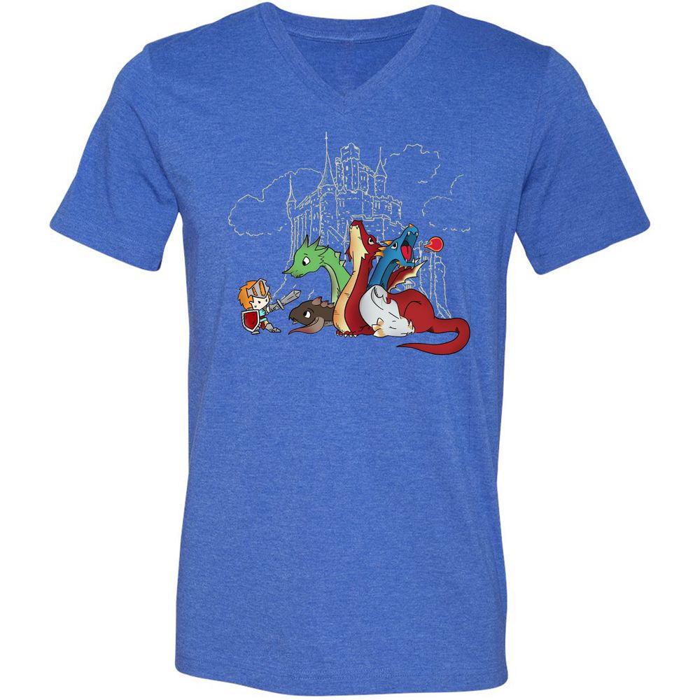 Unisex V-Neck T-Shirt - H3PPBASV - Heather True Royal - 14