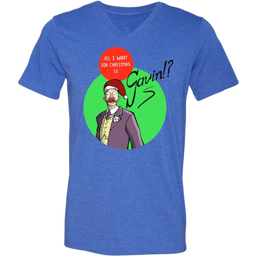 Unisex V-Neck T-Shirt - 6T6VDAM3 - Heather True Royal - 14