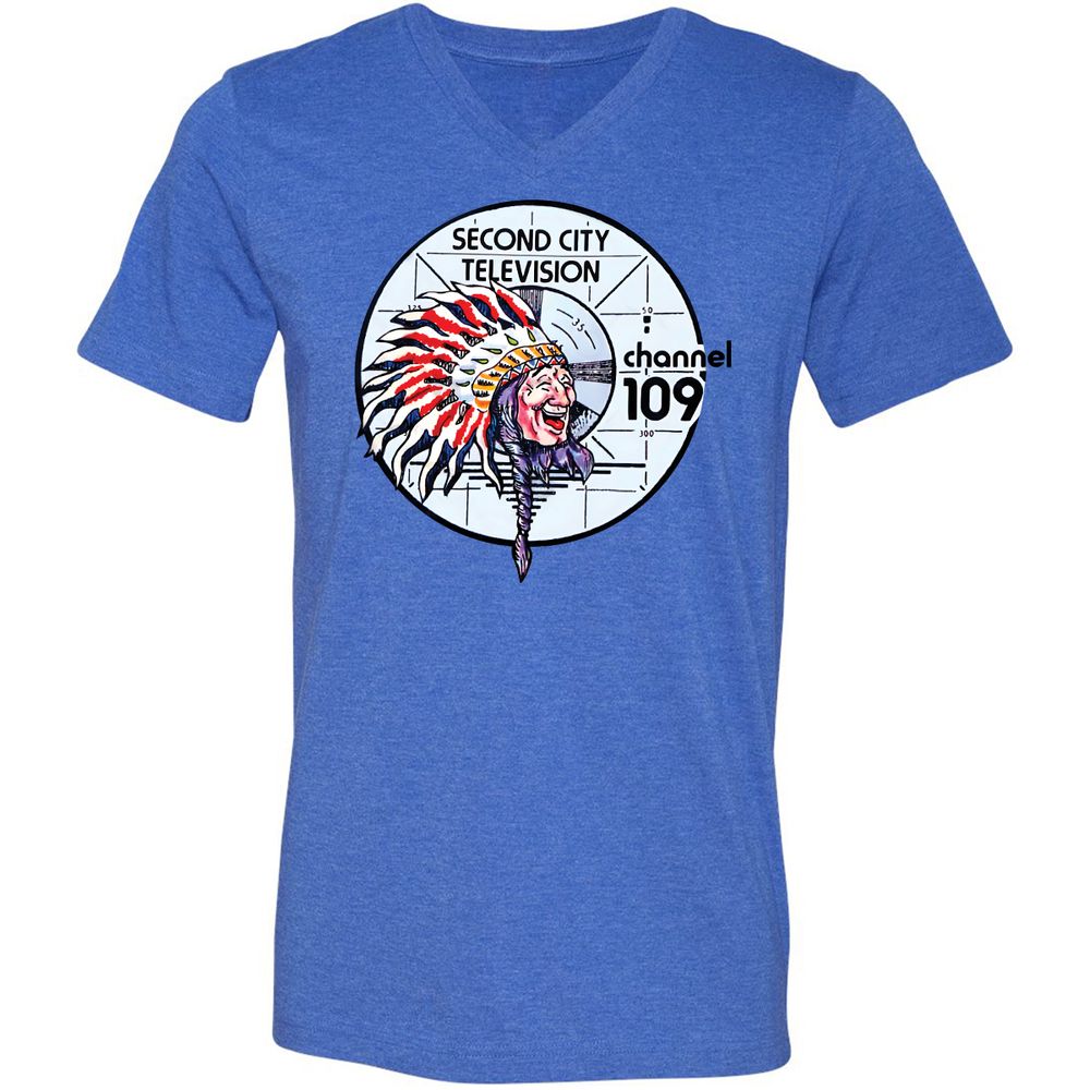 Unisex V-Neck T-Shirt - 6LZ6C9SR - Heather True Royal - 14