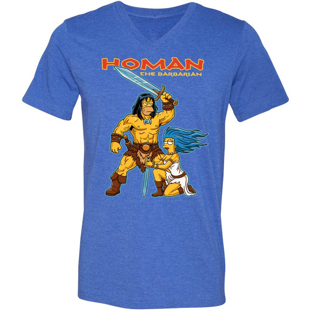 Unisex V-Neck T-Shirt - G8NTVGXJ - Heather True Royal - 14