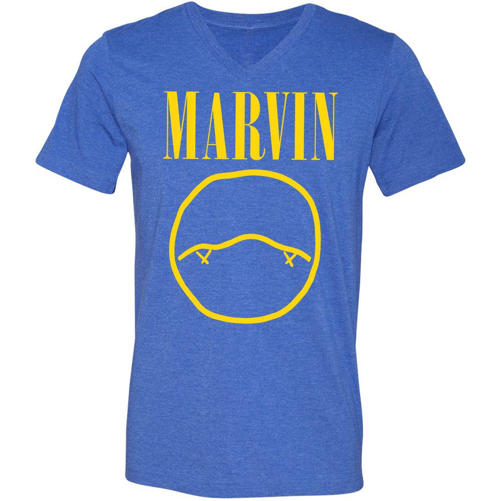 Unisex V-Neck T-Shirt - AV1R88QB - Heather True Royal - 14