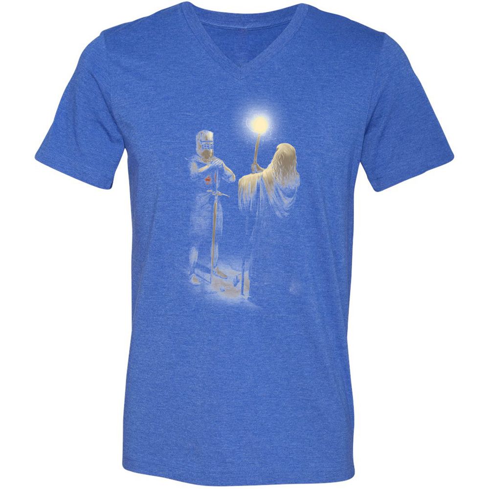 Unisex V-Neck T-Shirt - QC11VX4Q - Heather True Royal - 14