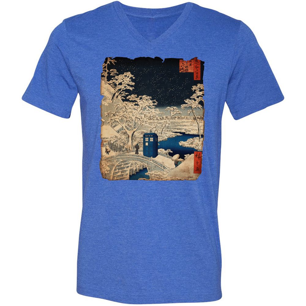 Unisex V-Neck T-Shirt - E3A7EQPL - Heather True Royal - 14