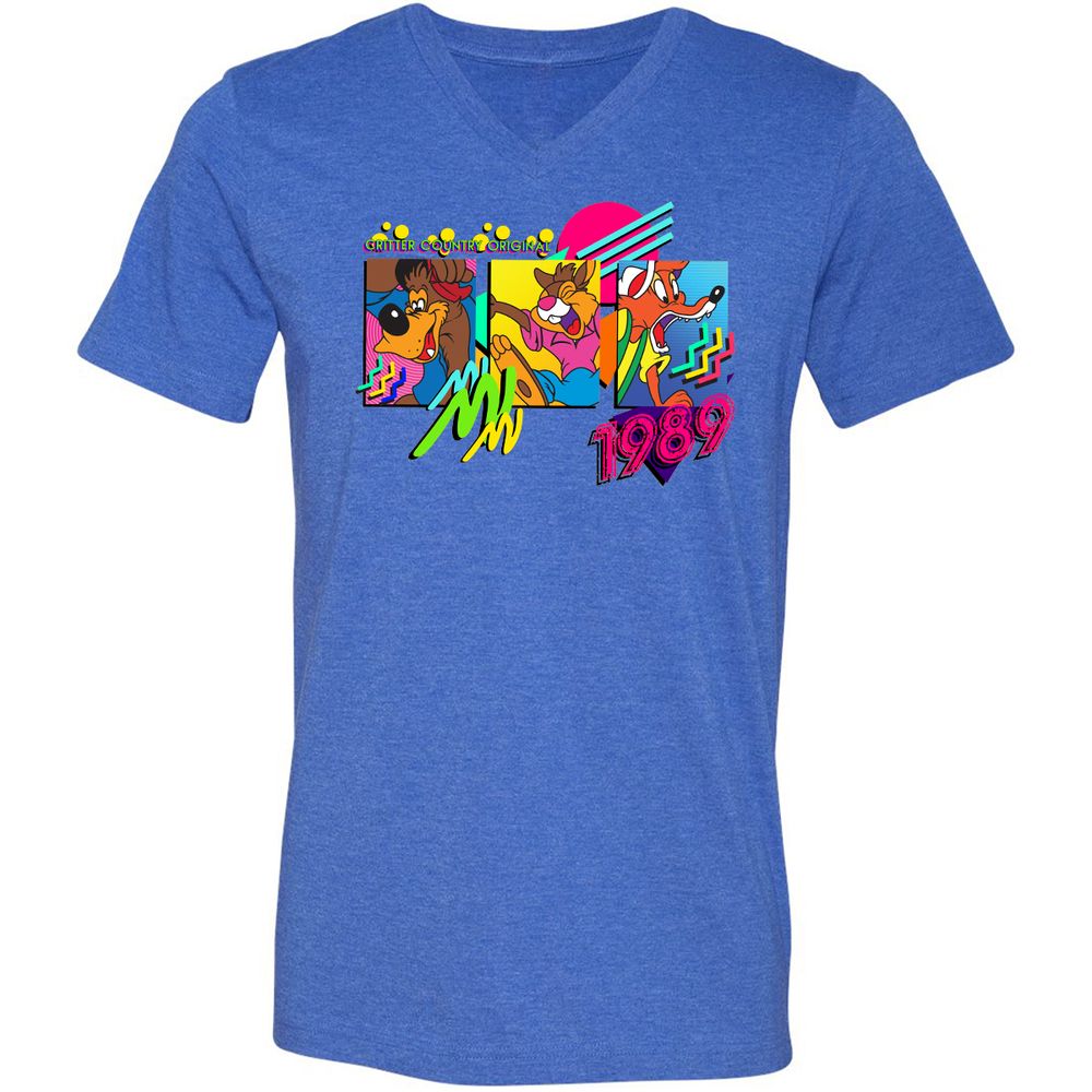 Unisex V-Neck T-Shirt - N6TG3B8S - Heather True Royal - 14