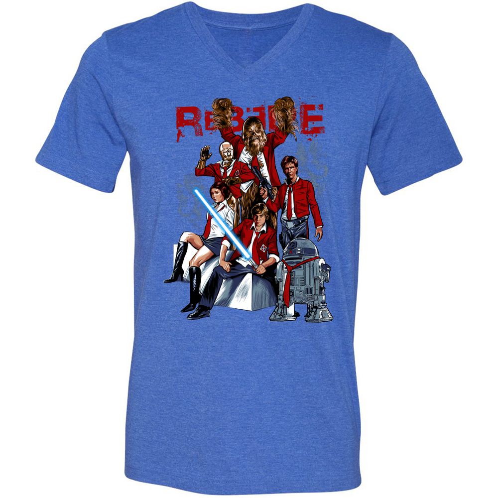 Unisex V-Neck T-Shirt - 45E5A412 - Heather True Royal - 14