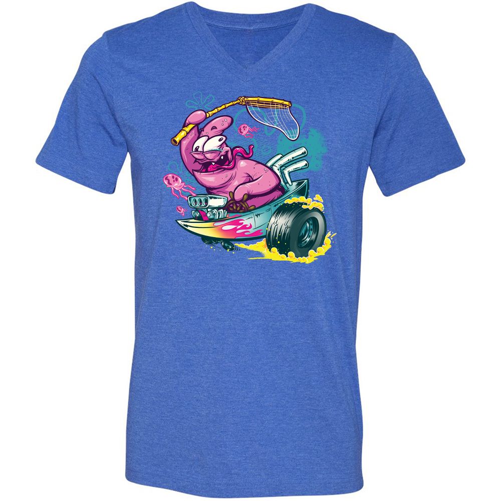 Unisex V-Neck T-Shirt - E4Q1GJP5 - Heather True Royal - 14