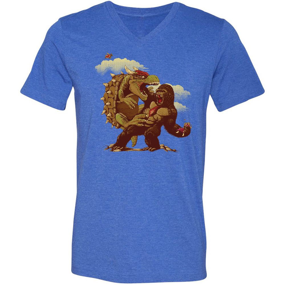 Unisex V-Neck T-Shirt - N5FBLYUQ - Heather True Royal - 14