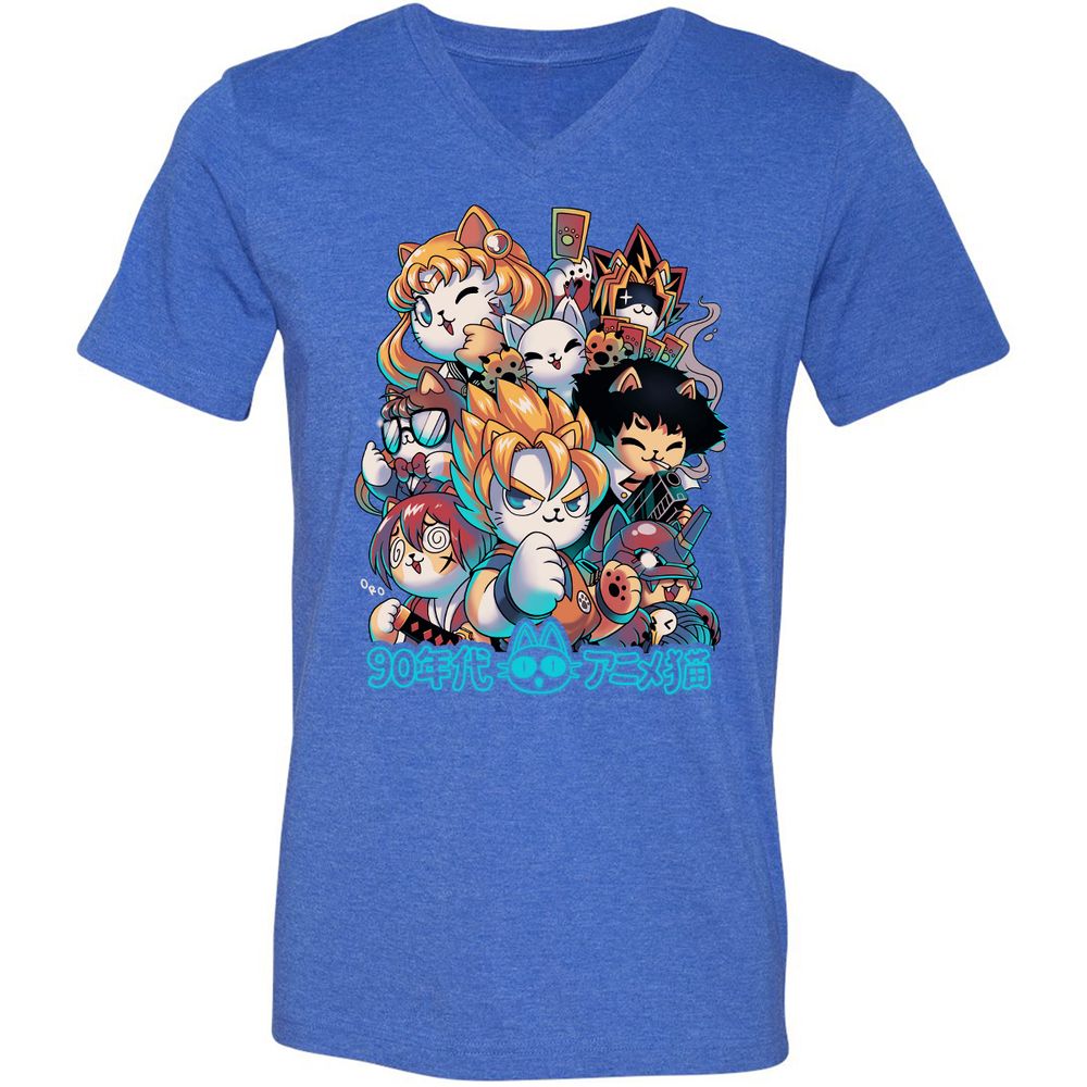 Unisex V-Neck T-Shirt - Z3YFLQVN - Heather True Royal - 14