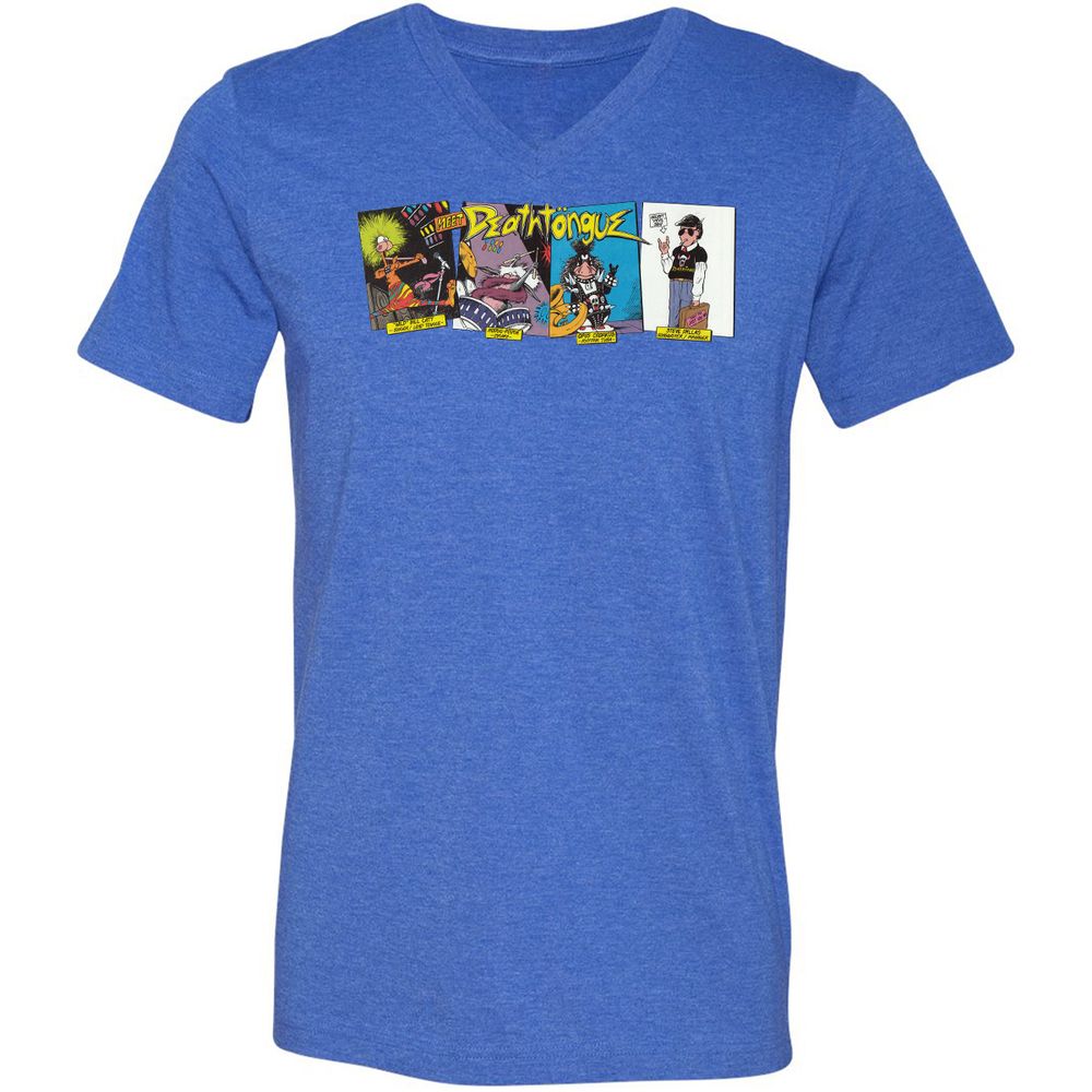 Unisex V-Neck T-Shirt - UXJPEJBW - Heather True Royal - 14