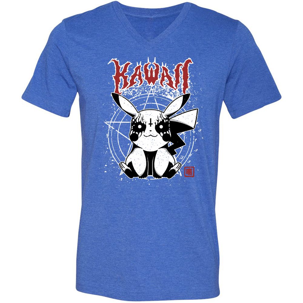 Unisex V-Neck T-Shirt - WXKSA4WF - Heather True Royal - 14