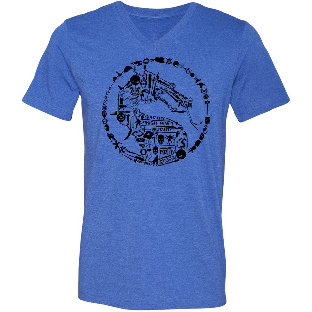 Unisex V-Neck T-Shirt - TKJLQC5X - Heather True Royal - 14