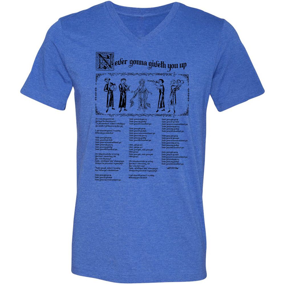 Unisex V-Neck T-Shirt - HXNCJ8WG - Heather True Royal - 14