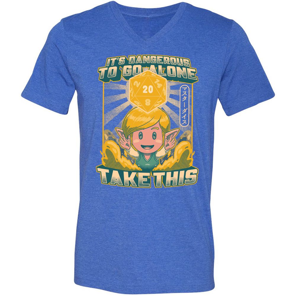 Unisex V-Neck T-Shirt - 8BF4HHJ8 - Heather True Royal - 14