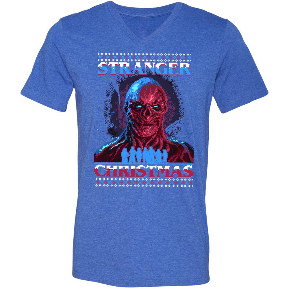 Unisex V-Neck T-Shirt - Y43QEJYS - Heather True Royal - 14
