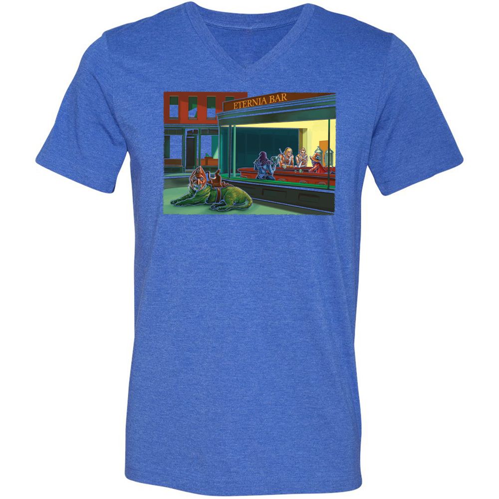 Unisex V-Neck T-Shirt - KGBQQPQS - Heather True Royal - 14