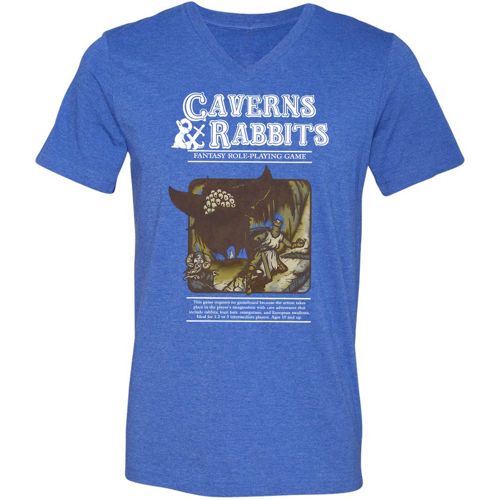 Unisex V-Neck T-Shirt - 8YSVR7MF - Heather True Royal - 14