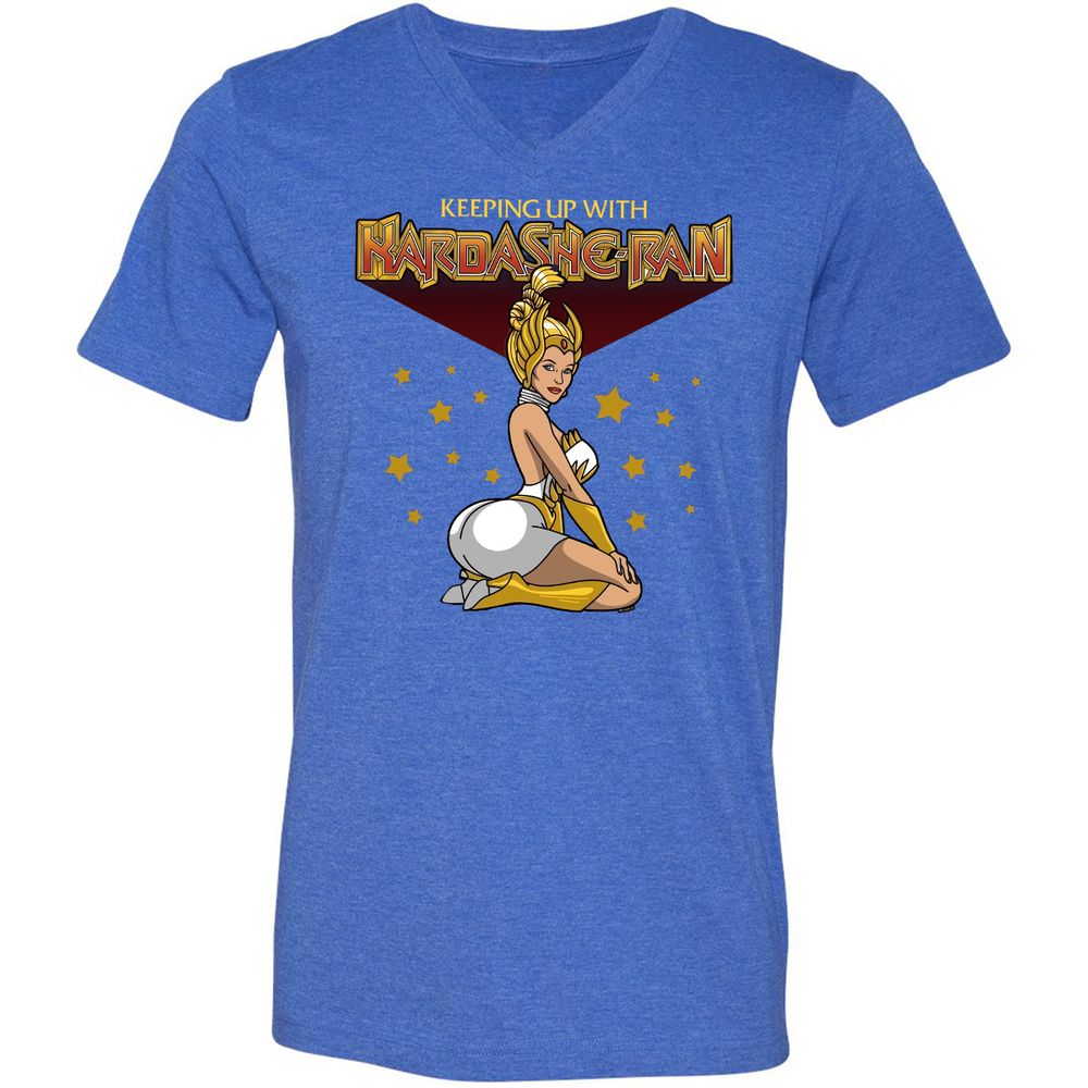 Unisex V-Neck T-Shirt - KAQ5WJZ5 - Heather True Royal - 14