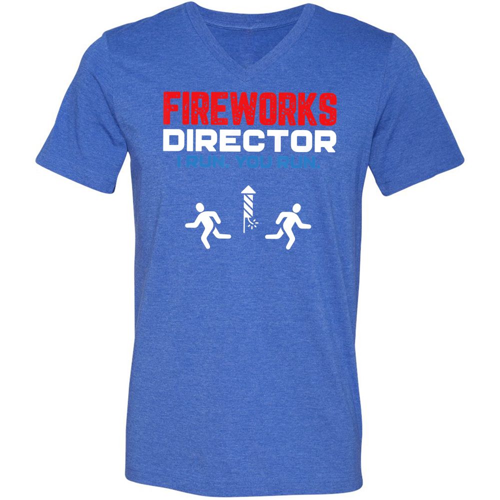 Unisex V-Neck T-Shirt - 4EYK2BYB - Heather True Royal - 14