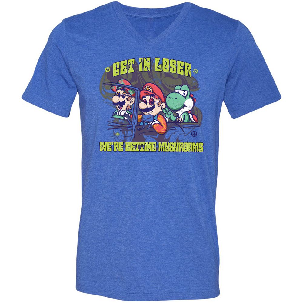 Unisex V-Neck T-Shirt - 8VBFC7HD - Heather True Royal - 14