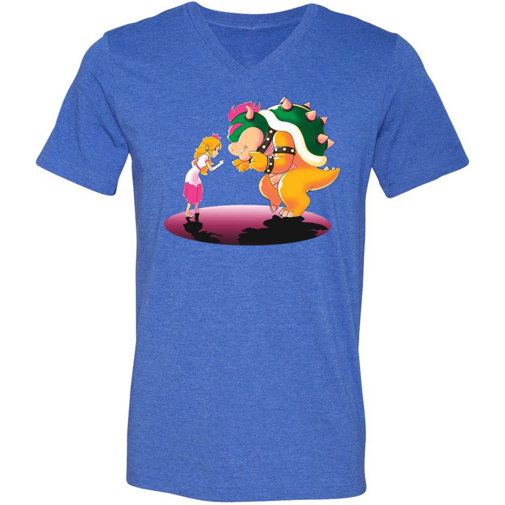 Unisex V-Neck T-Shirt - LNJTFT3E - Heather True Royal - 14