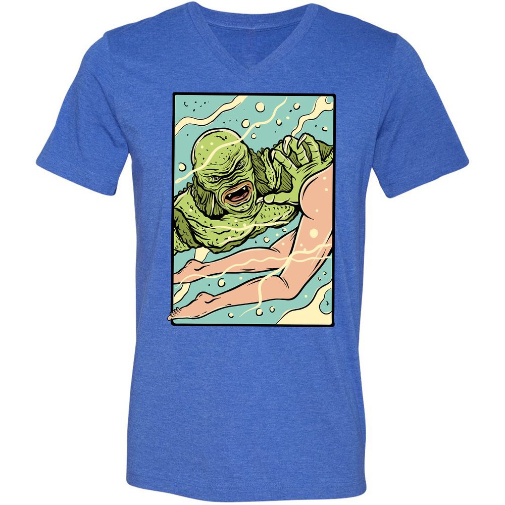 Unisex V-Neck T-Shirt - 6R6AJ4QU - Heather True Royal - 14