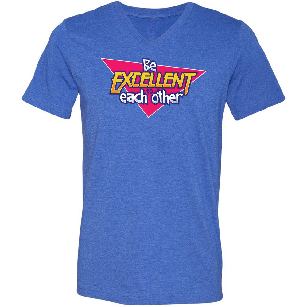 Unisex V-Neck T-Shirt - 6XUBC2HG - Heather True Royal - 14